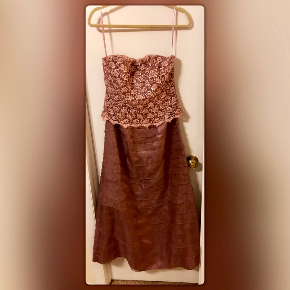 NWOT mauve/lavender gown-lace bodice-chiffon skirt